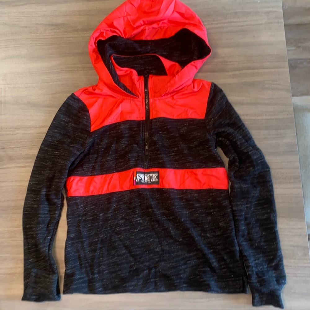 PINK Victoria's Secret Pink and Black Quarter Zip-Up